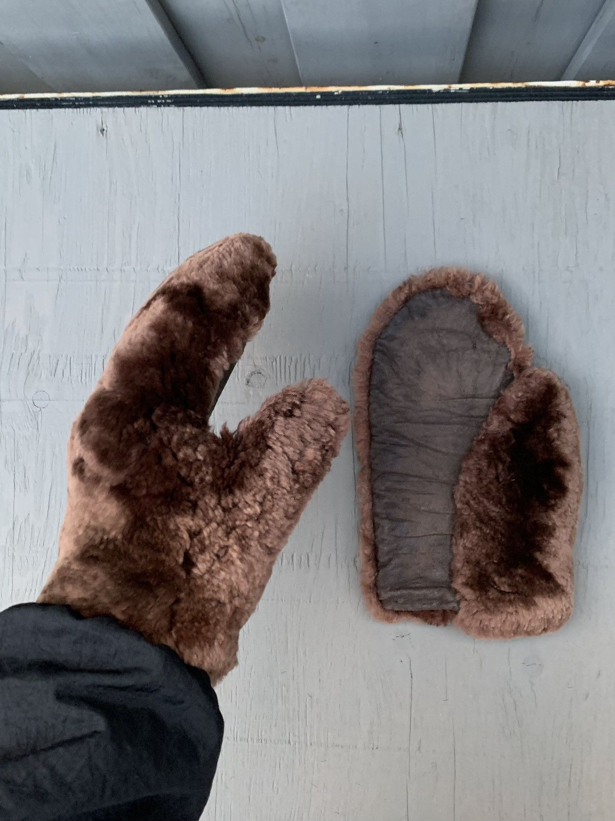 Genuine Leather × Vintage Vintage Fur Mittens Antique Sheared Beaver Bear Gauntlets 40 Size ONE SIZE - 10 Thumbnail