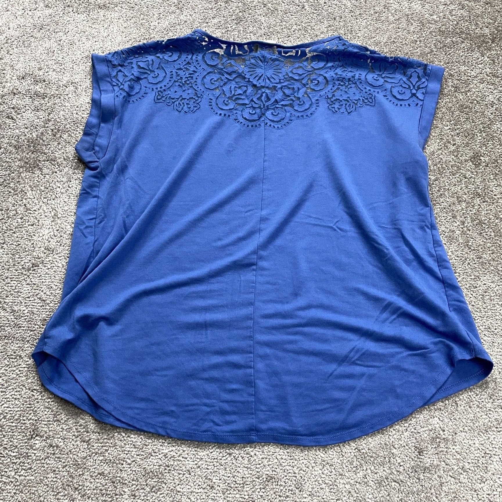 Vintage Ava & Viv Blouse XL Blue Sleeveless Round Neck Lace Rayon Casual Womens Size XL / US 12-14 / IT 48-50 - 2 Thumbnail
