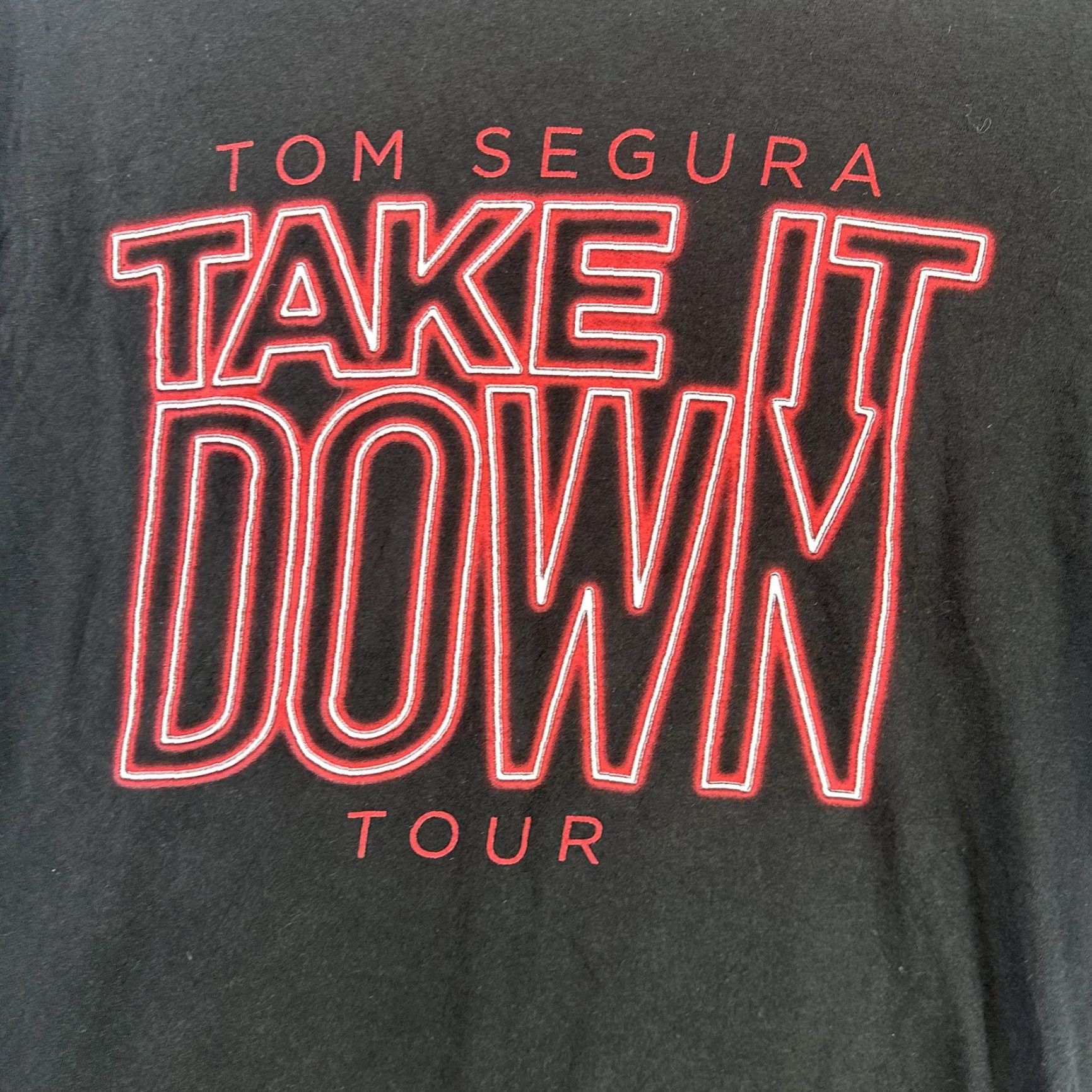 Vintage Tom Segura Stand Up Comedy Tour Shirt M 2019 Take It Down USA Made Black Cotton Graphic Print Short Sleeve Men’s Regular Crew Neck Size US M / EU 48-50 / 2 - 4 Thumbnail