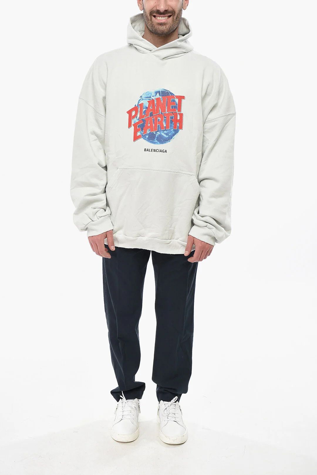 Balenciaga og1mm0426 Cotton Vintage-Effect Hoodie in Grey Size US M / EU 48-50 / 2 - 3 Thumbnail