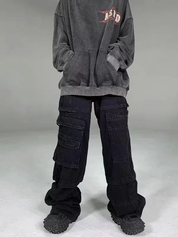 VIBE Industrial wash heavyweight cargo jeans with large pockets Size US 32 / EU 48 - 2 Thumbnail