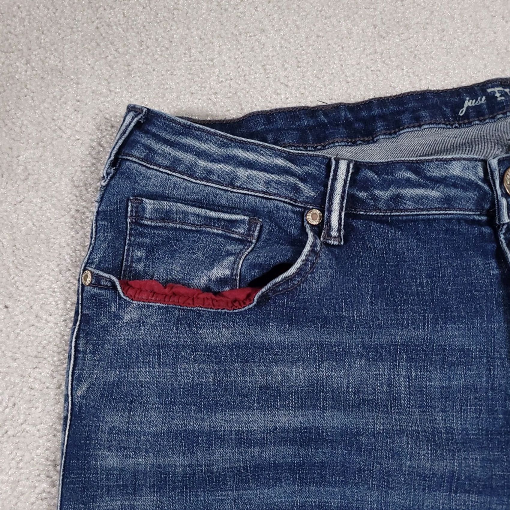 Vintage Just Tuff Jeans Women's Blue Jeans 38X33 Medium Wash High Rise Stretch Flared Denim 5-Pocket Regular Size 26" / US 2 / IT 38 - 4 Thumbnail