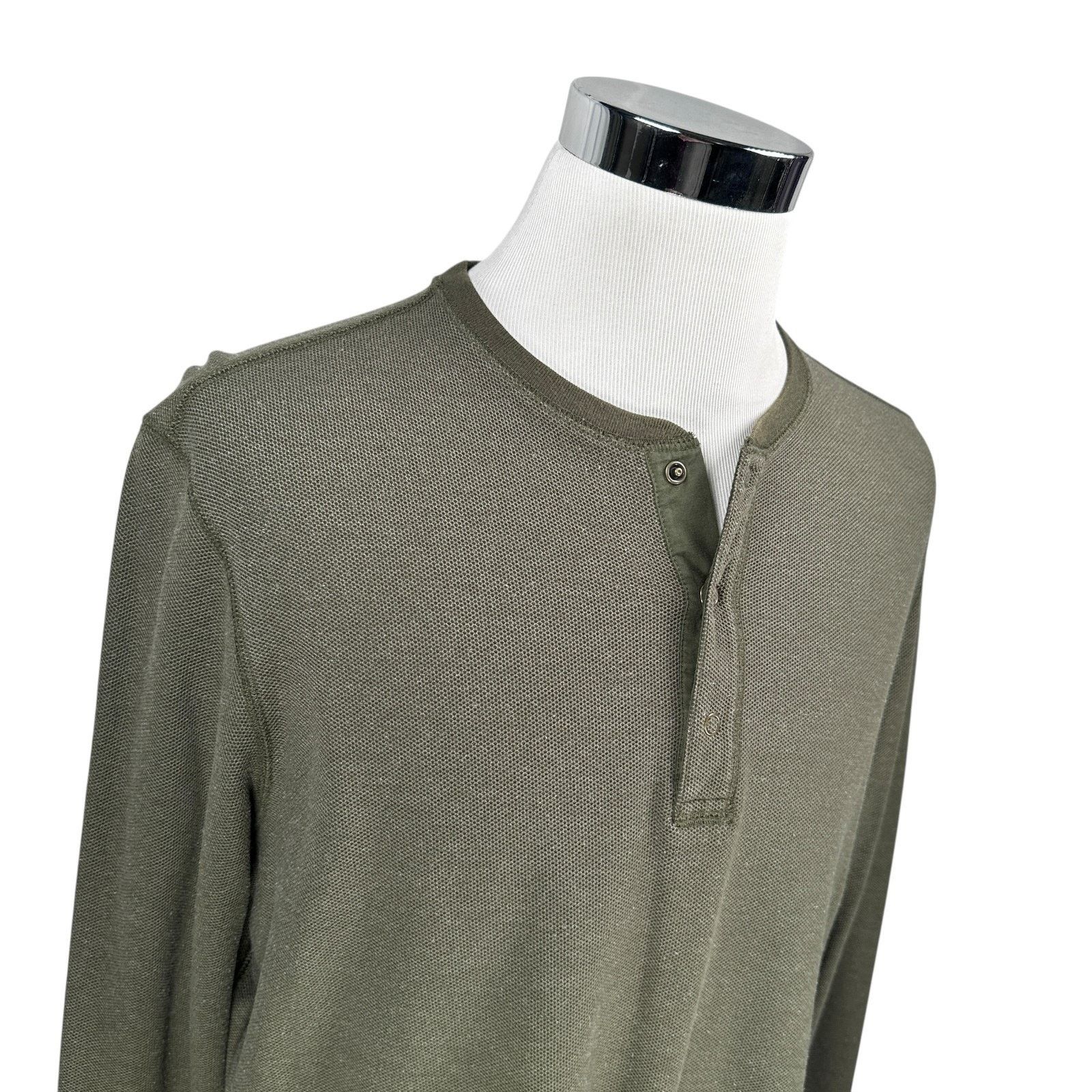 UNTUCKit Untuckit Snap Henley Shirt Men’s XL Green Cotton Long Sleeve Size US XL / EU 56 / 4 - 2 Thumbnail