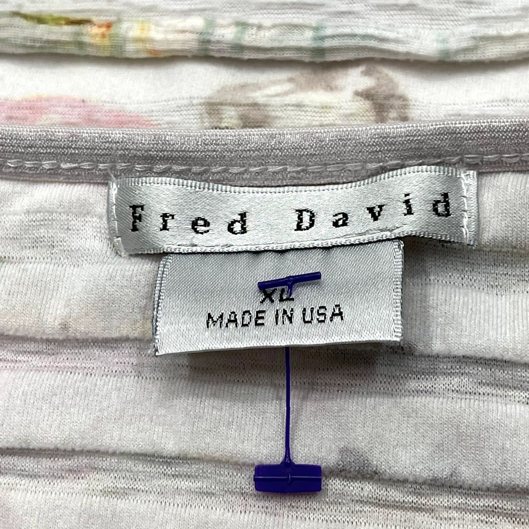 FRED Fred David Top Blouse XL White VNeck Floral Made in USA Fairy Garden Whimsical Size XL / US 12-14 / IT 48-50 - 4 Thumbnail