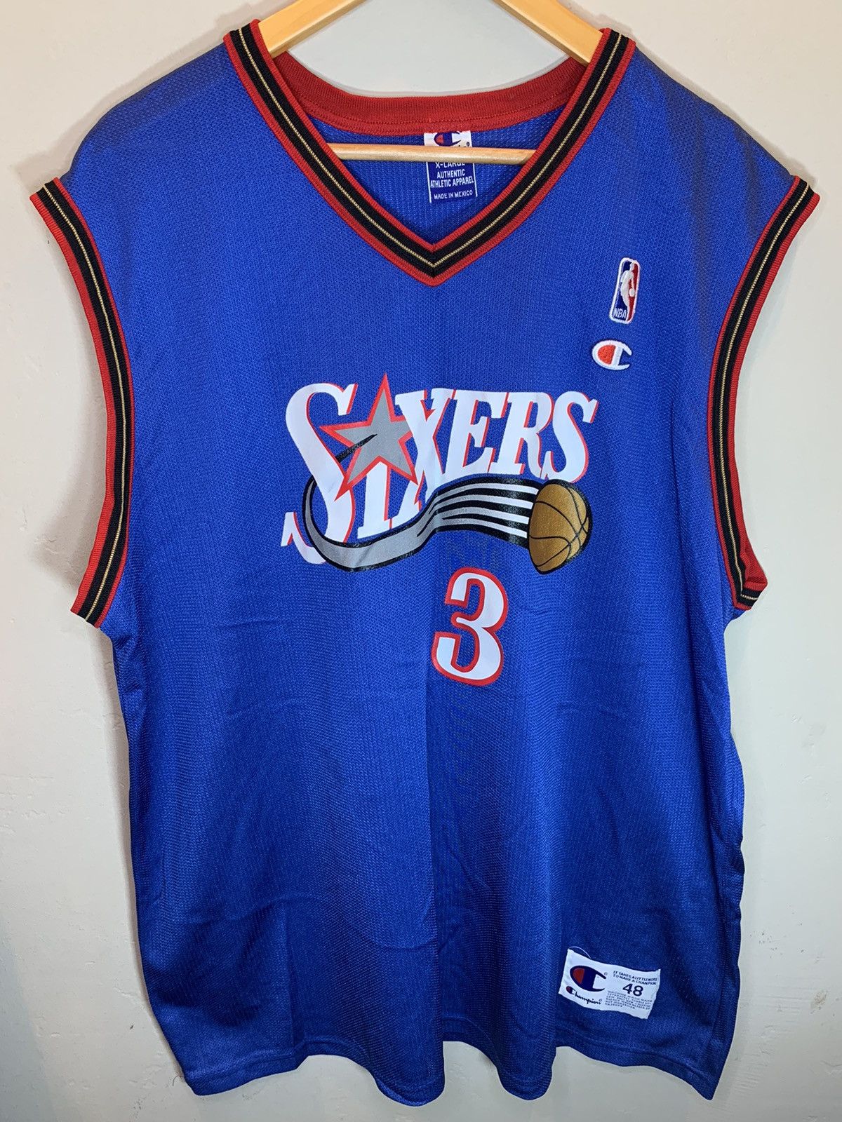 Champion *RARE* Vintage 90’s Allen Iverson Sixers 76ers Philly Jersey Size US XL / EU 56 / 4 - 1 Thumbnail