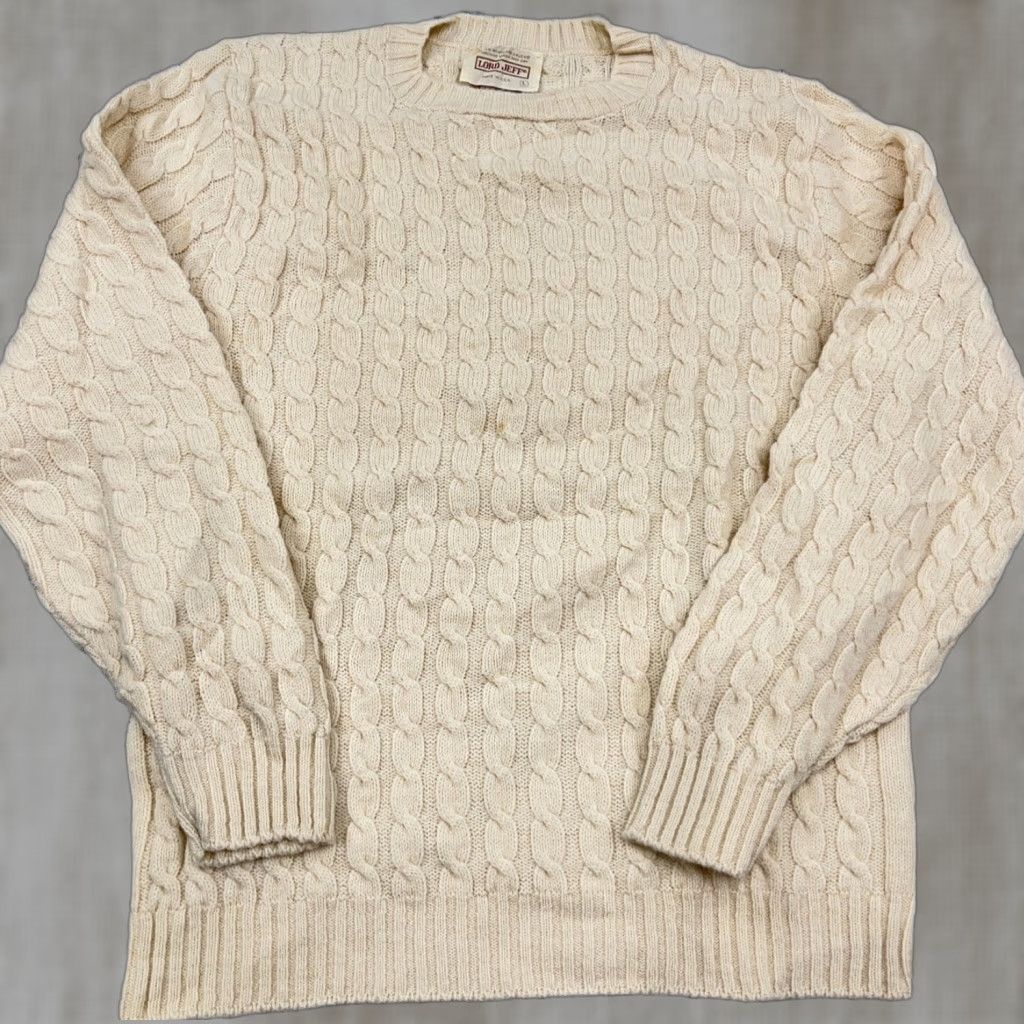 Vintage VINTAGE Lord Jeff Sweater Men L White Cable-Knit Pullover Size US L / EU 52-54 / 3 - 1 Thumbnail