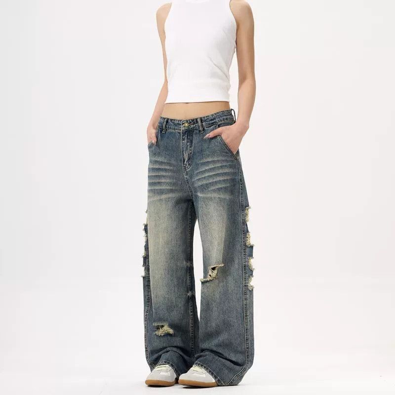 Japanese Brand × Jean American high street washed retro ripped scimitar jeans Size US 32 / EU 48 - 2 Thumbnail