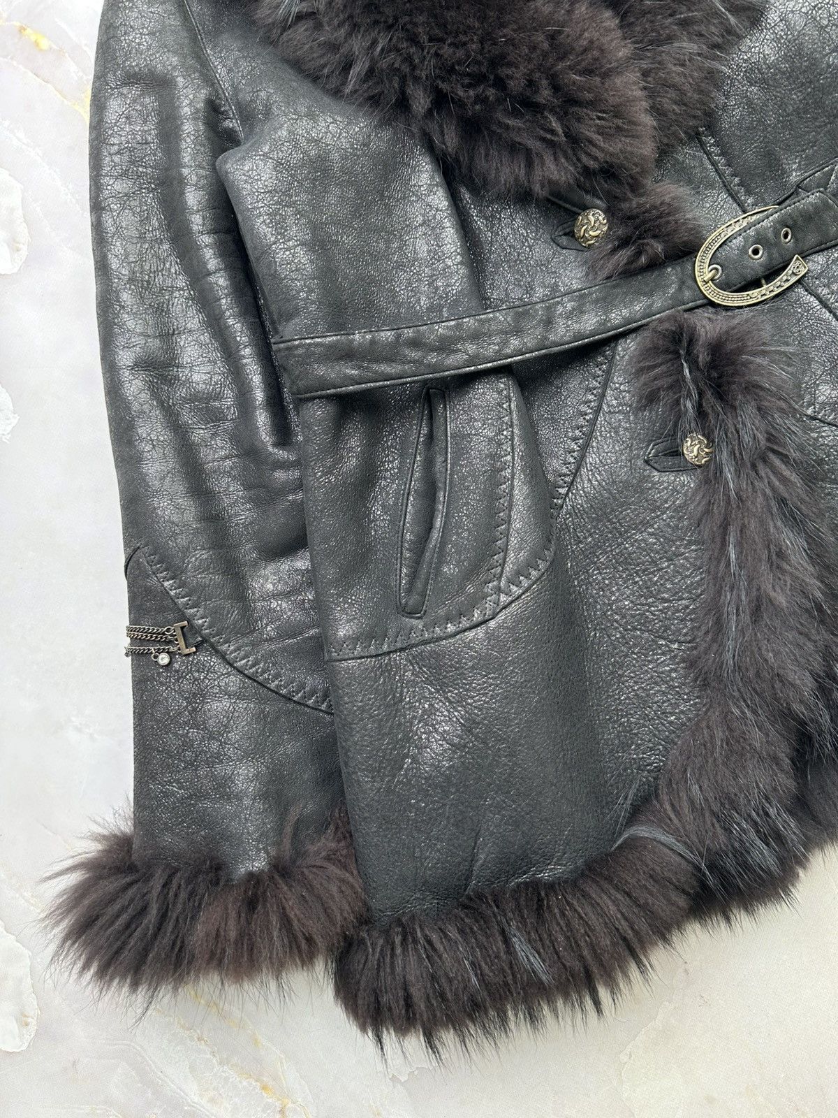 Japanese Brand Vintage Sheepskin Coat (E1) Size L / US 10 / IT 46 - 3 Thumbnail