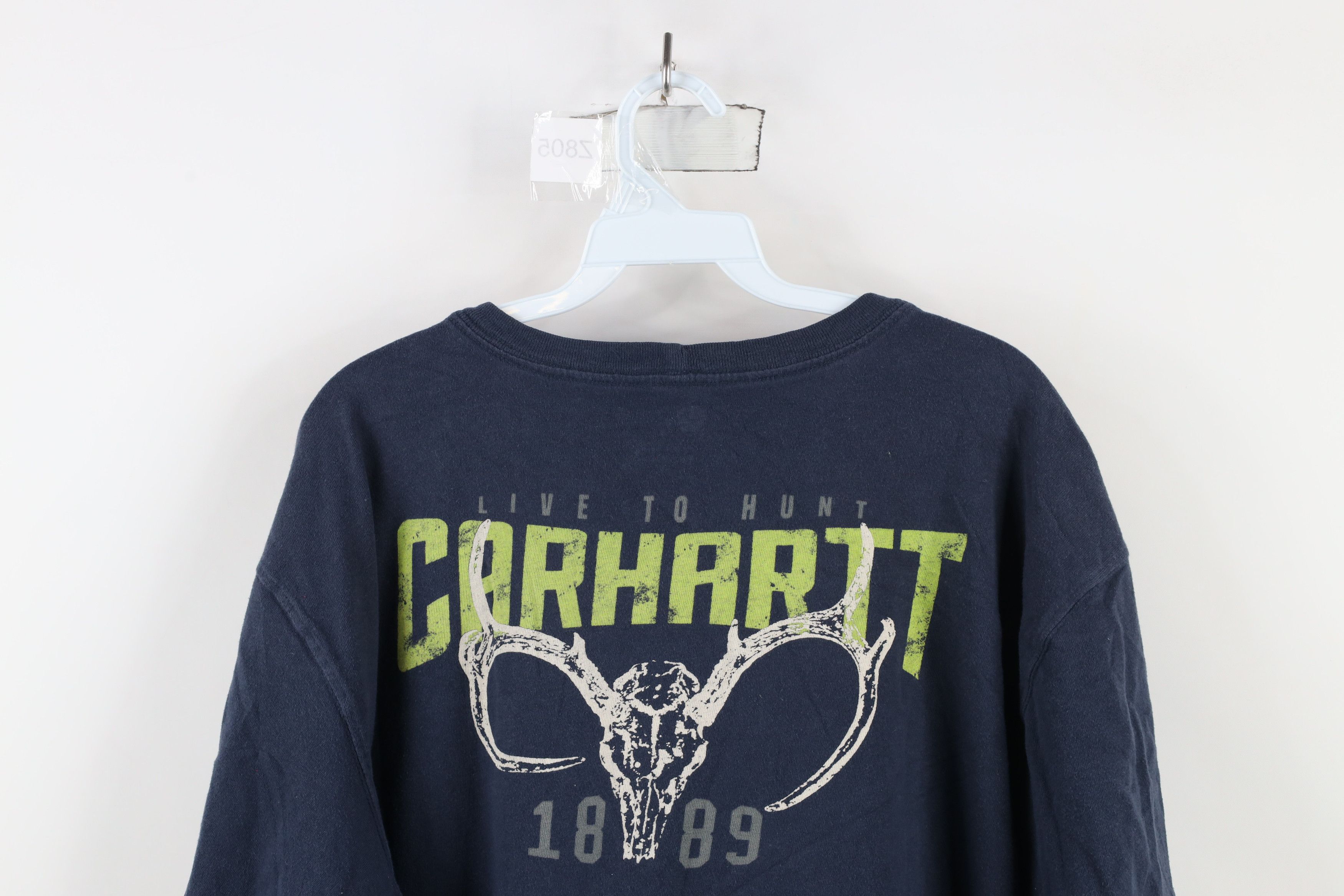 Carhartt × Vintage Vintage Carhartt Spell Out Hunting Skull Pocket T-Shirt Blue Size US XL / EU 56 / 4 - 14 Thumbnail