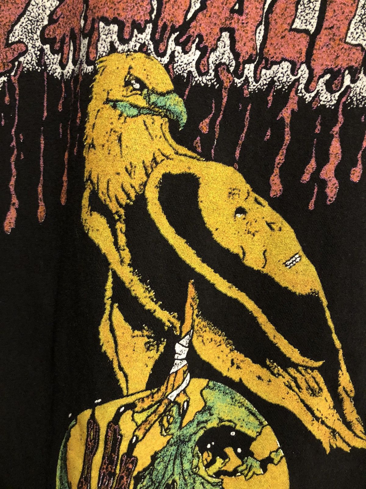 Band Tees × Metallica × Vintage VTG Metallica Bleeding 1994 Summer Tour Eagle T Shirt Black Size US XL / EU 56 / 4 - 4 Thumbnail