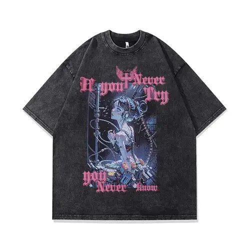Vintage Cotton Gothic Anime Printed Tshirt