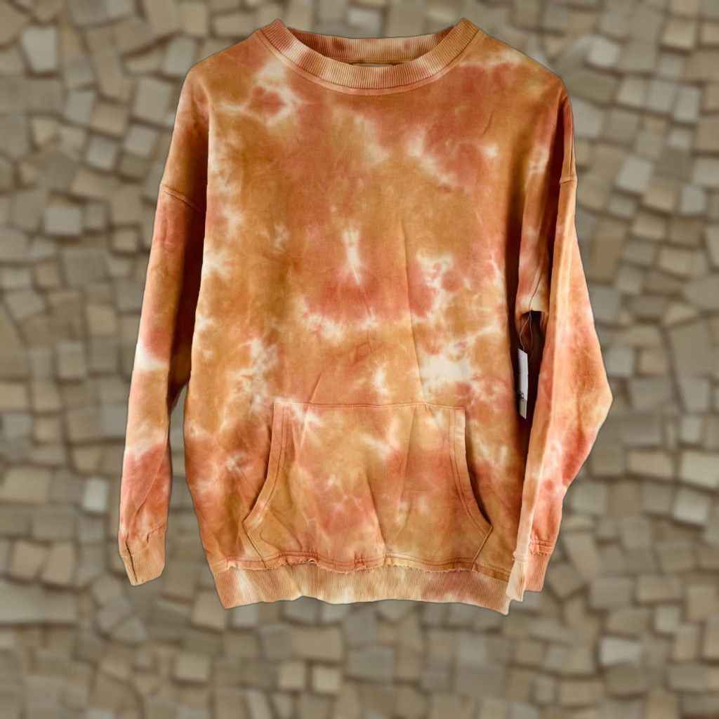 Nordstrom BP Sweatshirt Women's XS Tie Dye Orange Pink Oversized NWT Pullover Crew Neck Cotton Polyester Modern Size XS / US 0-2 / IT 36-38 - 1 Thumbnail