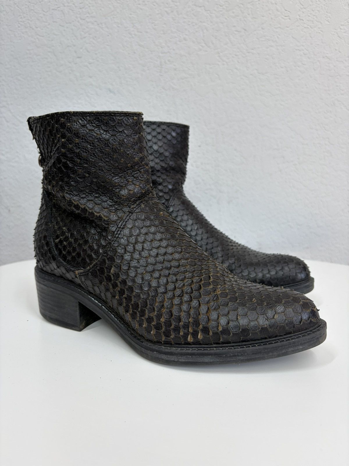 If Six Was Nine Vintage CCP Artisanal Python Skin Boots Rare Exotic Leather Size US 8 / IT 38 - 1 Thumbnail