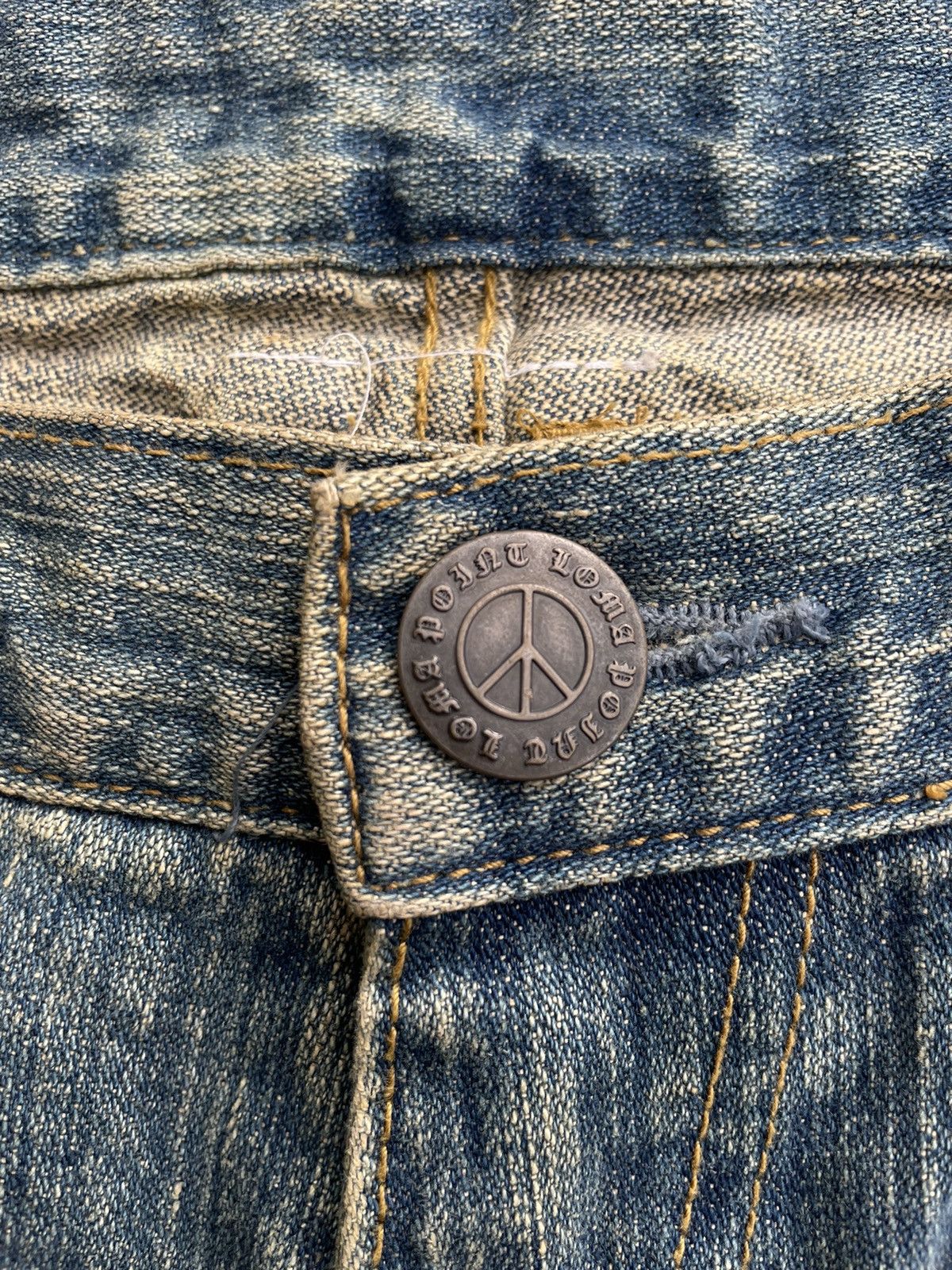 If Six Was Nine × Japanese Brand Distressed Denim Peace Jeans Size US 33 - 6 Thumbnail