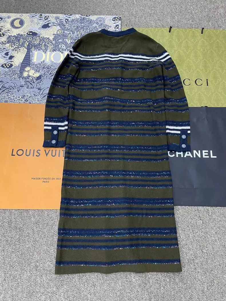 Chanel Chanel Striped sequin long knitted cardigan coat Size XXS / US 00 / IT 34 - 3 Thumbnail