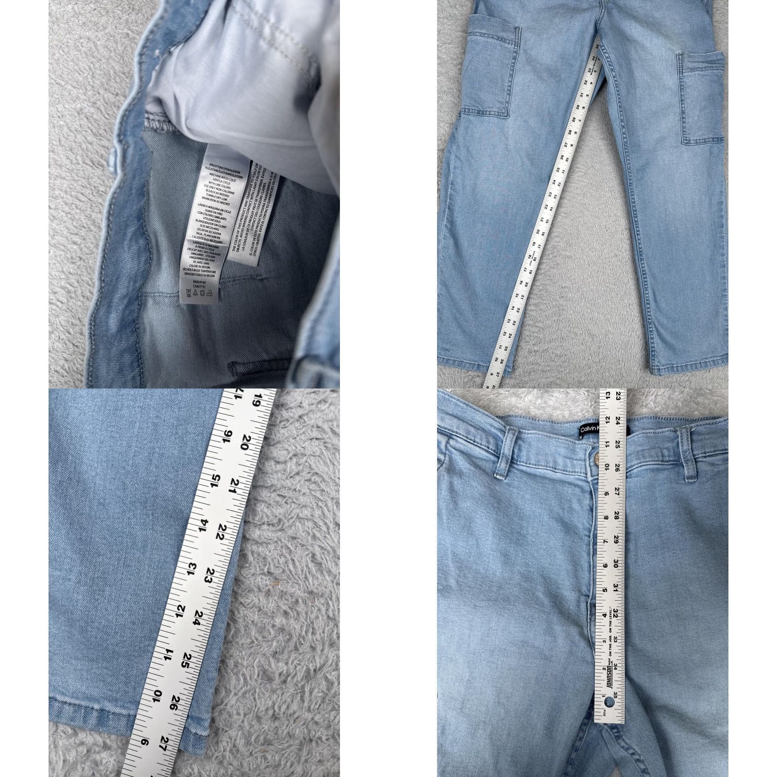 Calvin Klein Calvin Klein Jeans Womens Jeans Straight Cargo Light Wash 13/31 Blue 90s 5-Pocket Womens (Juniors) Mens? Size 34" / US 12 / IT 48 - 8 Thumbnail