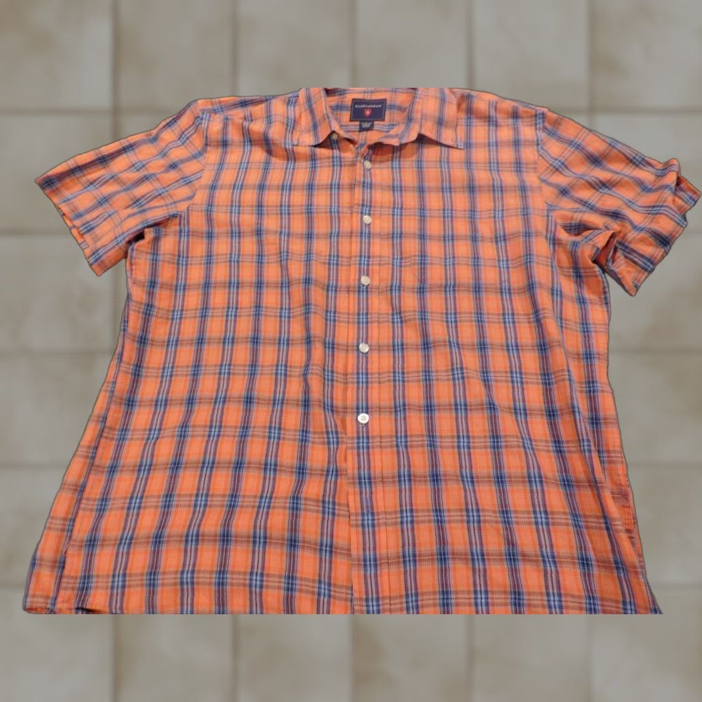 Vintage Saddlebred Shirt Button-Up Plaid Orange Large Easy Care Mens Size US L / EU 52-54 / 3 - 1 Thumbnail