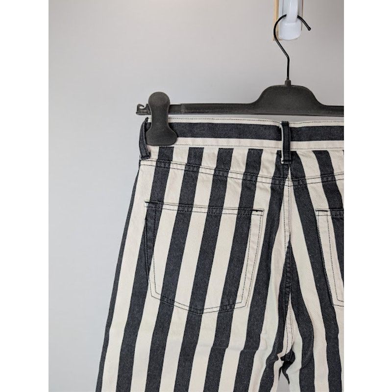 Saint Laurent Paris o1rshd1 Fold Bespoke Stripe Straight Denim Jeans Black/White Size US 30 / EU 46 - 15 Thumbnail