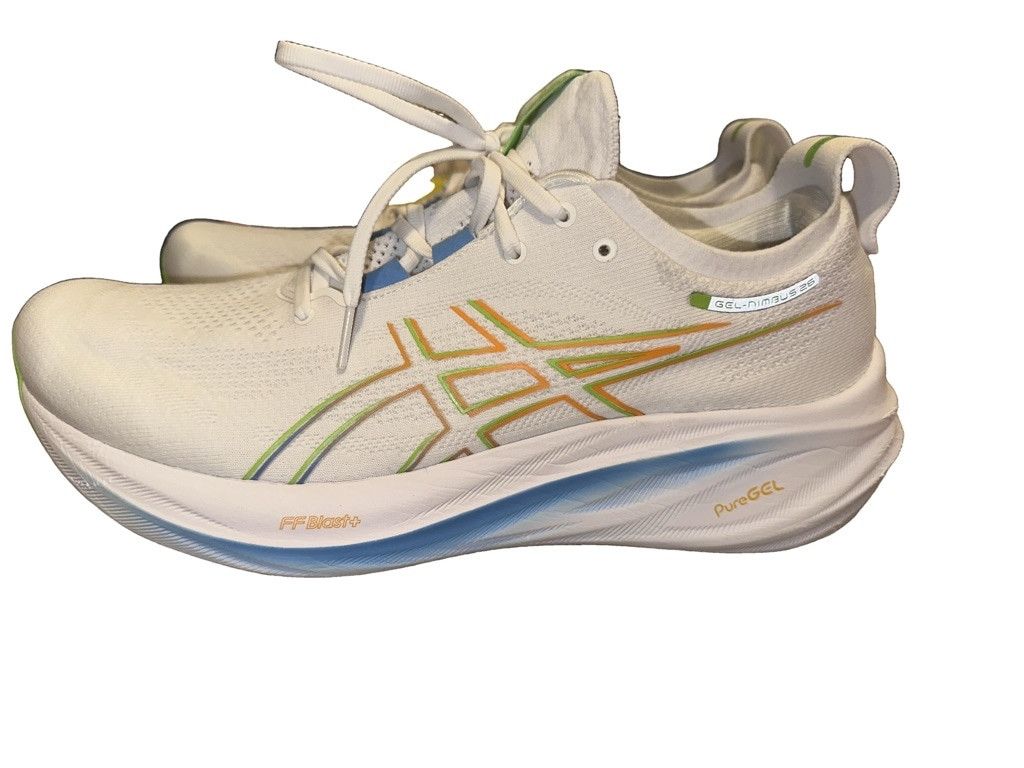 Asics Men's Asics Size US 12 White Blue Green Gel Nimbus 26 Size US 12 / EU 45 - 7 Thumbnail