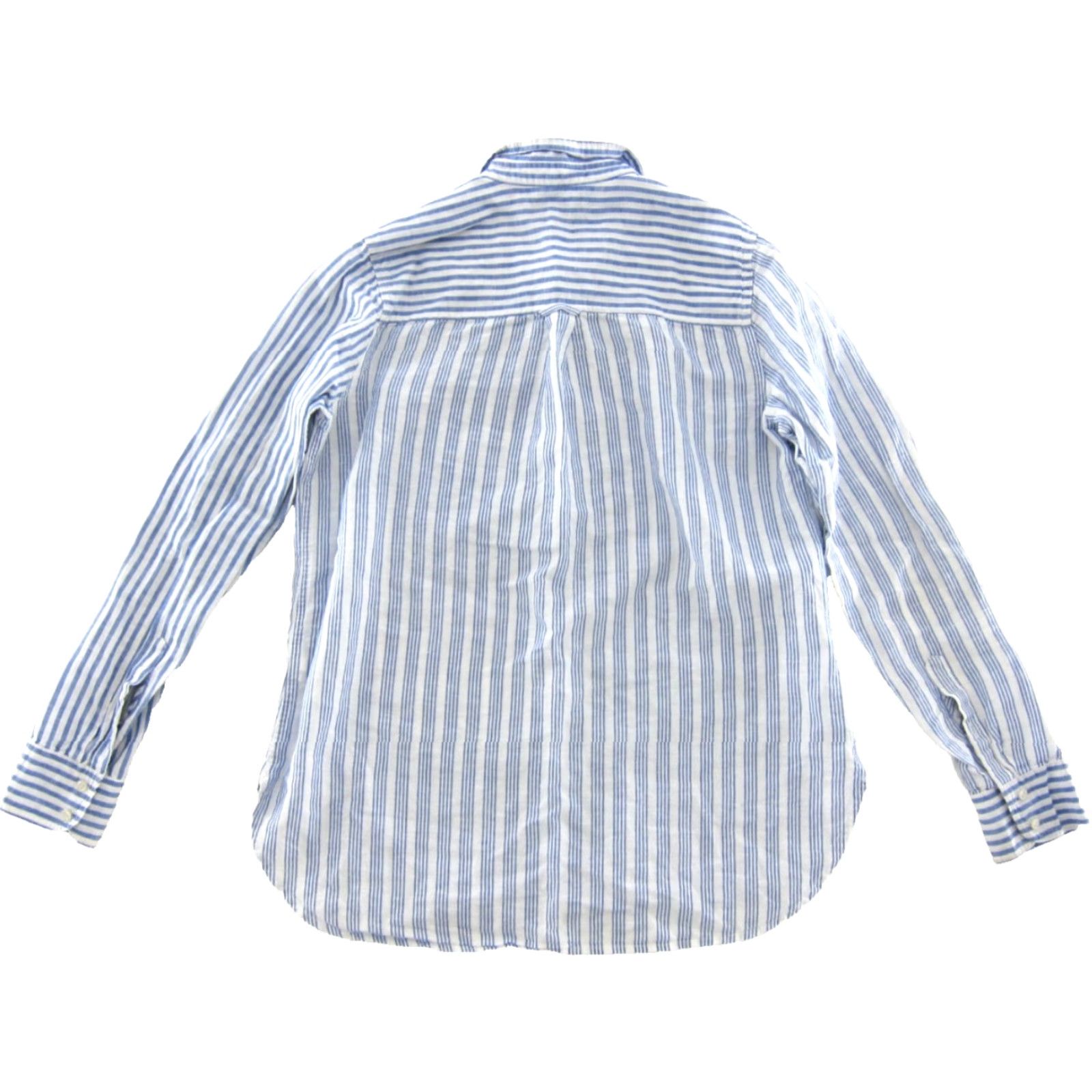 J.Crew J.CREW Linen Cotton Blue White Stripe Button Up Long Sleeve Classic Blouse 6 Size M / US 6-8 / IT 42-44 - 2 Thumbnail
