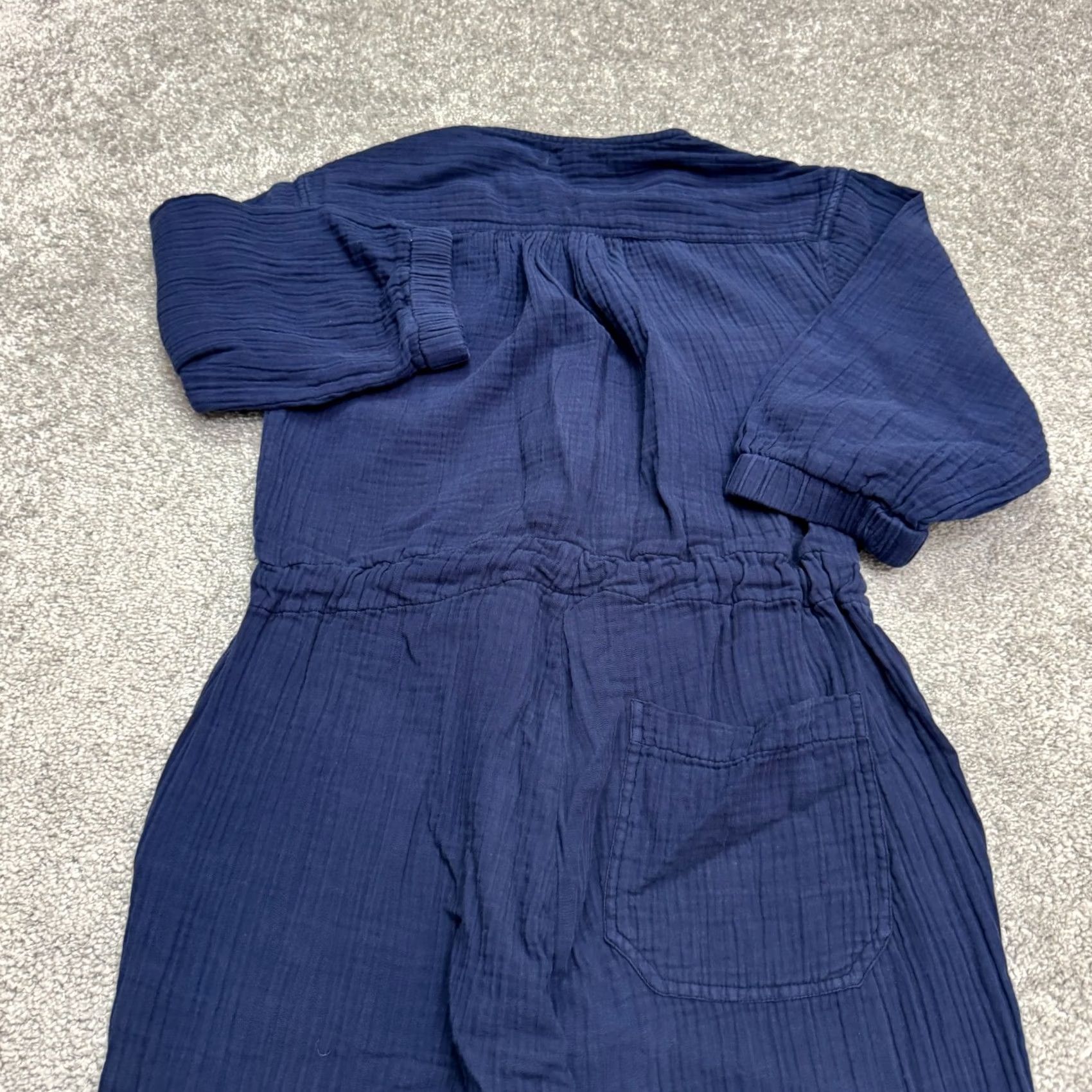 Sundry Sundry Cotton Gauze Zip Up Jumpsuit Womens 0 Navy Blue Drawstring Short Sleeve Jumpsuit Casual Women's Sundry Blue 0 XS? Size 25" / US 0 / IT 36 - 3 Thumbnail