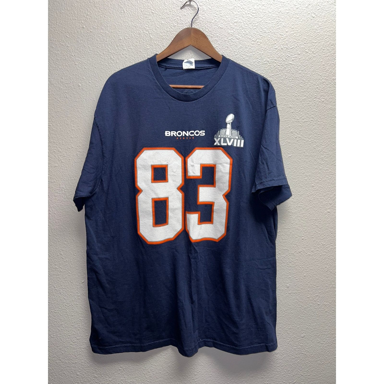 Delta Denver Broncos Super Bowl Shirt Wes Welker #83 Blue NFL XL Size US XL / EU 56 / 4 - 1 Thumbnail