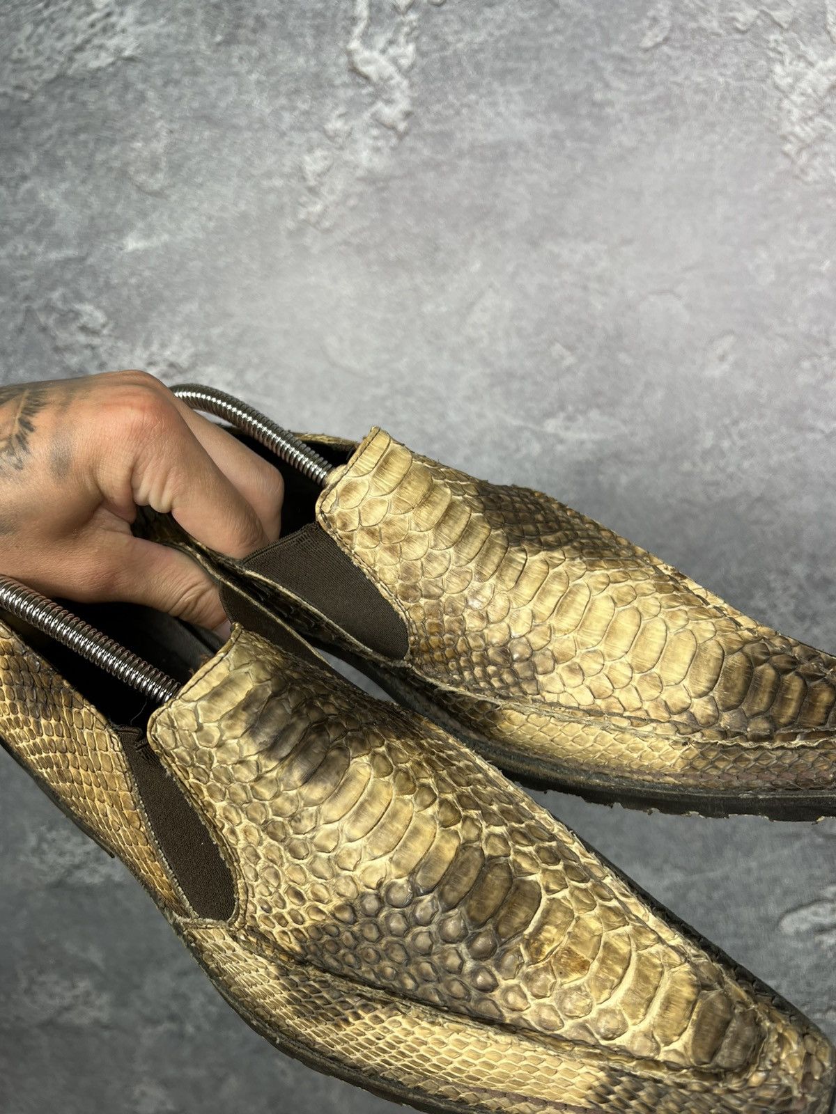 Leather × Vintage Vintage Handcrafted Genuine Python Leather Shoes Size US 9 / EU 42 - 18 Thumbnail