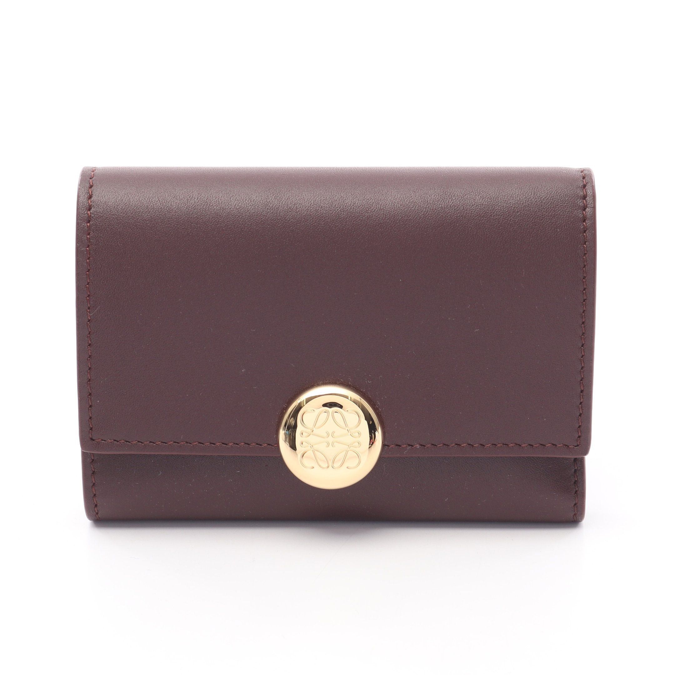Loewe Loewe Pebble Vertical Wallet Small Trifold Leather Bordeaux Size ONE SIZE - 1 Thumbnail