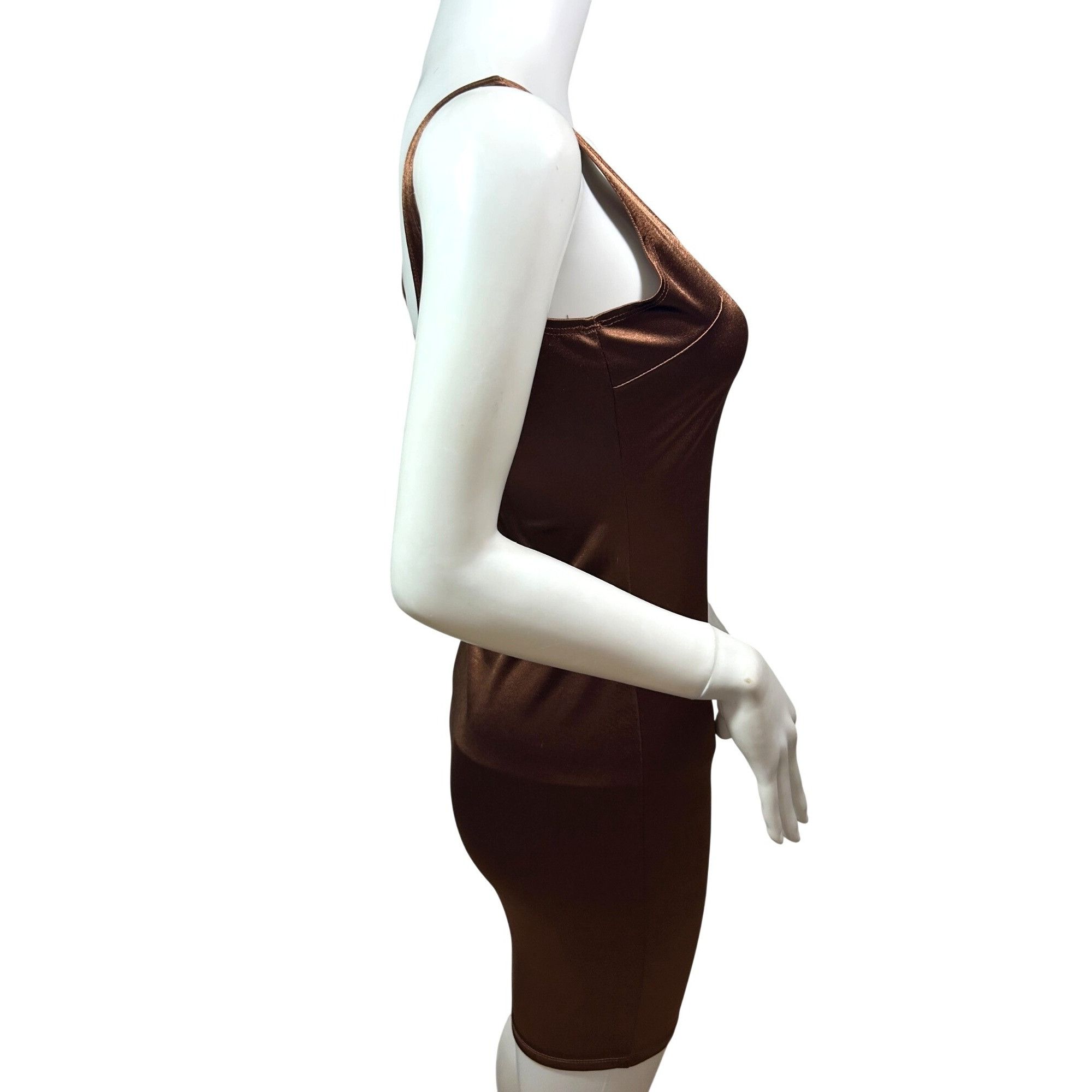 Other Iris Bodycon Camisole Mini Dress Brown Satin Shimmery Look S Size S / US 4 / IT 40 - 4 Thumbnail