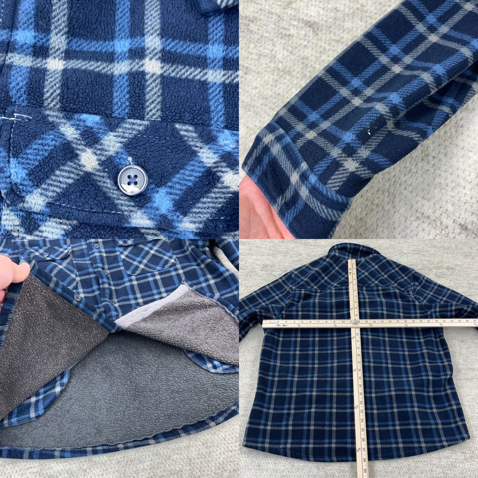 Vintage Boston Traders Shacket Men XL Blue Plaid Fleece Shirt Jacket Sherpa Lined A24* Size US XL / EU 56 / 4 - 8 Thumbnail