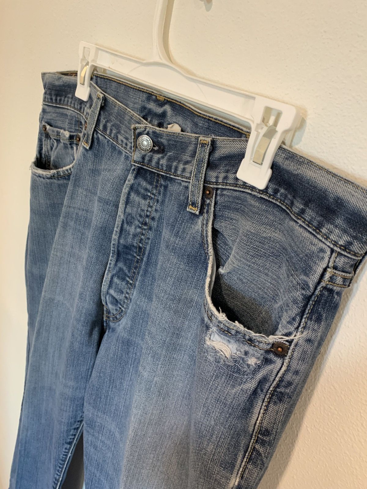 Levi's Vintage Clothing 90s repaired levis 501 Size US 38 / EU 54 - 6 Thumbnail