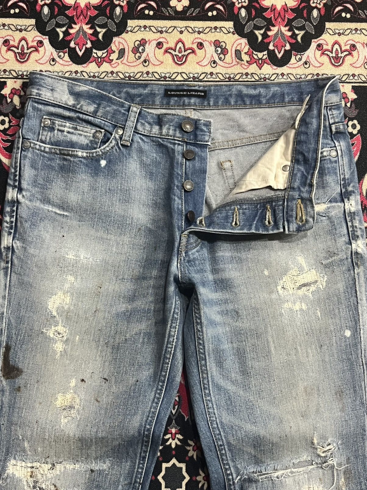 Lounge Lizard ⚡️Slim Straight⚡️Lounge Lizard Distressed Paint Splatter Jeans Size US 31 - 5 Thumbnail