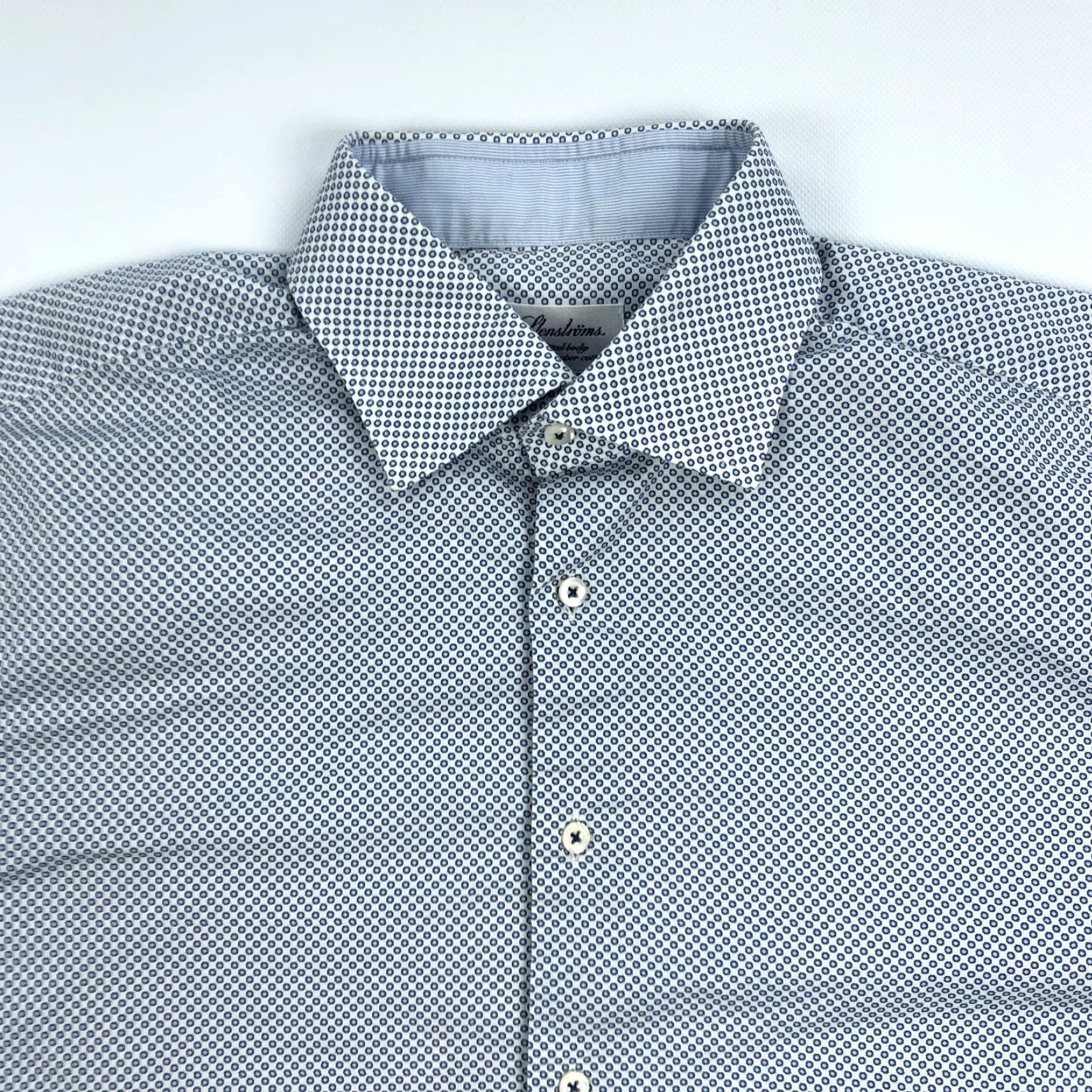 Vintage Stenströms Men's 16.5 / 42 Fitted Body Micro Dot Twofold Super Cotton Shirt Size US XL / EU 56 / 4 - 2 Thumbnail