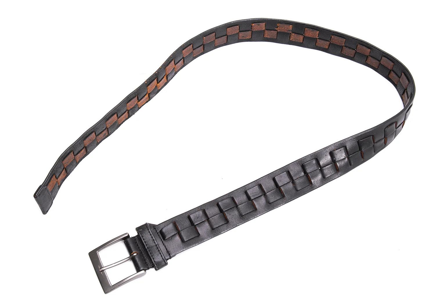 Issey Miyake Leather Woven Square Design Belt in Black and Brown Size ONE SIZE - 2 Thumbnail
