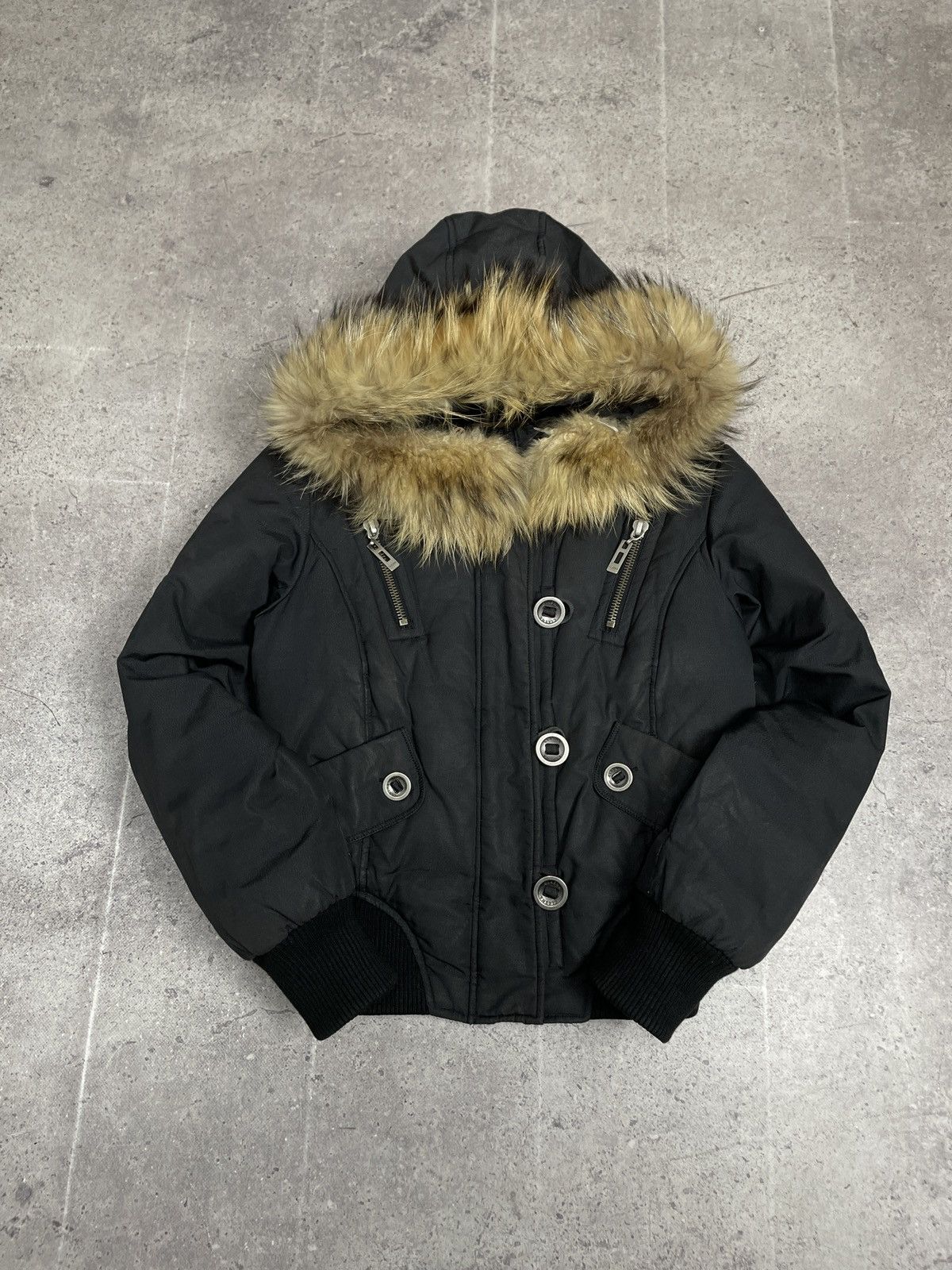 Le Grande Bleu (L.G.B.) Vintage Rick Owens Vibe Faux Fur Trim Girly Puffer Jacket y2 Size S / US 4 / IT 40 - 2 Thumbnail
