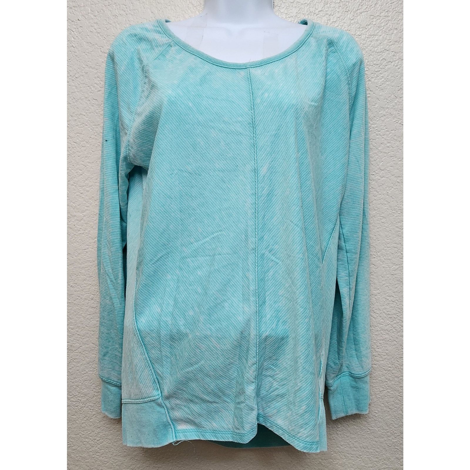 Other Green Tea Teal Burnout Long Sleeve Hi Low Top Large Comfy Size L / US 10 / IT 46 - 1 Thumbnail