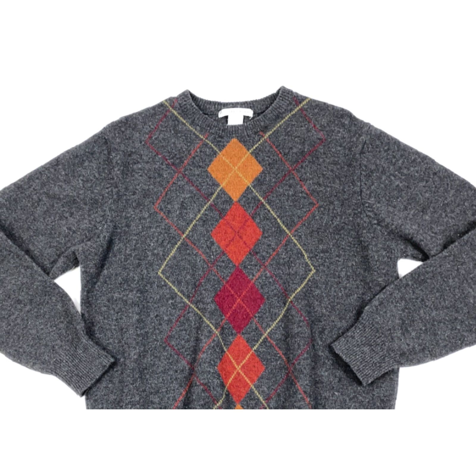 Geoffrey Beene Geoffrey Beene Sweater Adult Large Gray Argyle Diamond Pullover Knit Wool Lightweight Crew Neck Long Sleeve Dad Style Retro 80s 90s Size US L / EU 52-54 / 3 - 3 Thumbnail