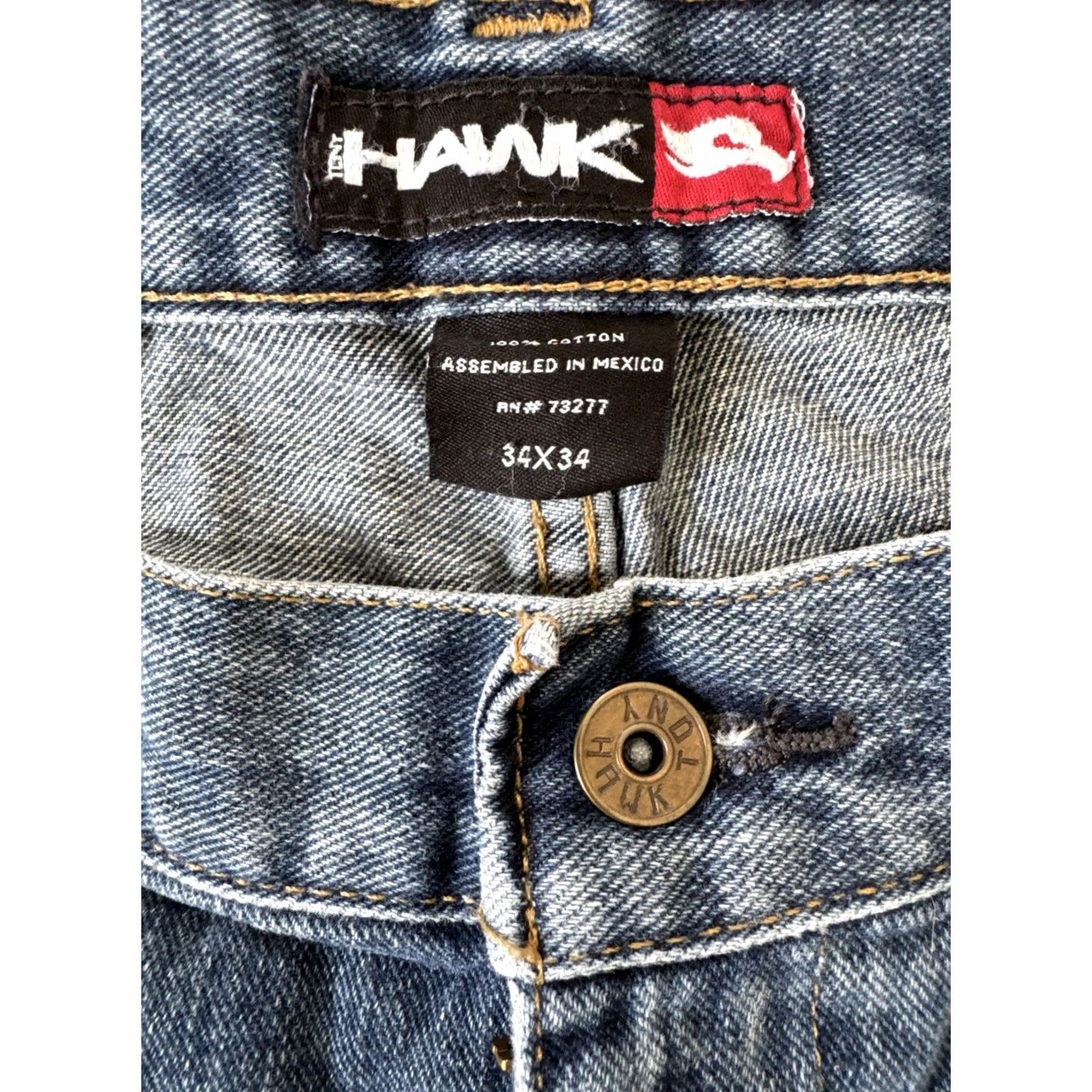 Denime VINTAGE Tony Hawk Jeans Mens 34 x34 Blue Denim 100% Cotton Skateboard Skater Size US 34 / EU 50 - 4 Thumbnail