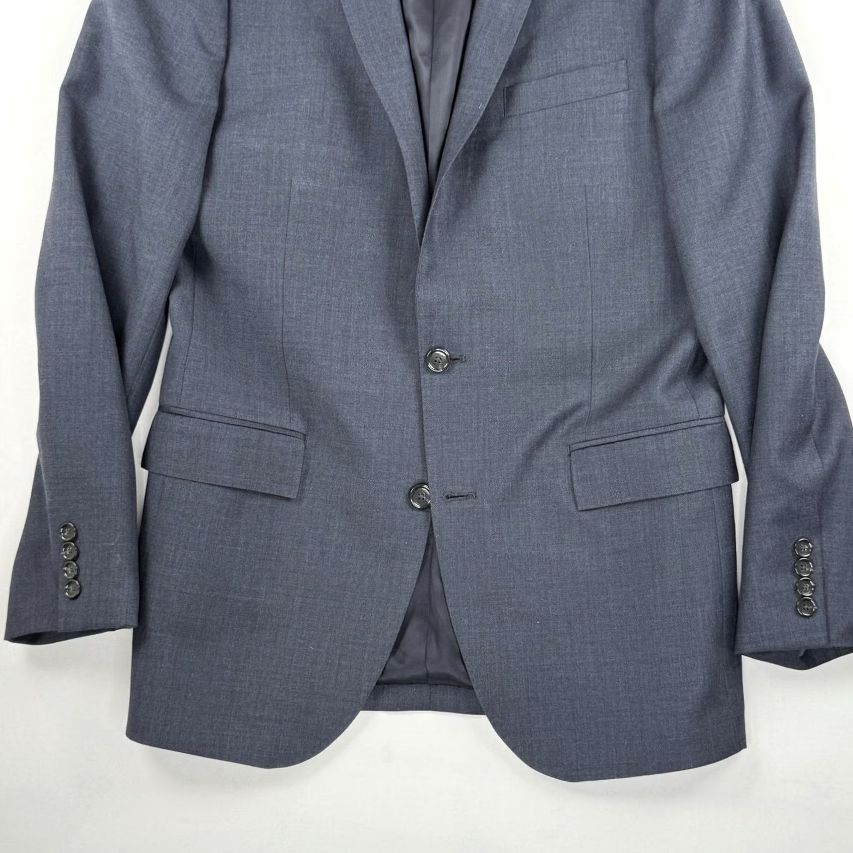 J.Crew J.CREW Blazer Mens 40L Long Wool Blue Navy Solid Tweed Button Wool Coat Sport Coat Size 40R - 2 Thumbnail
