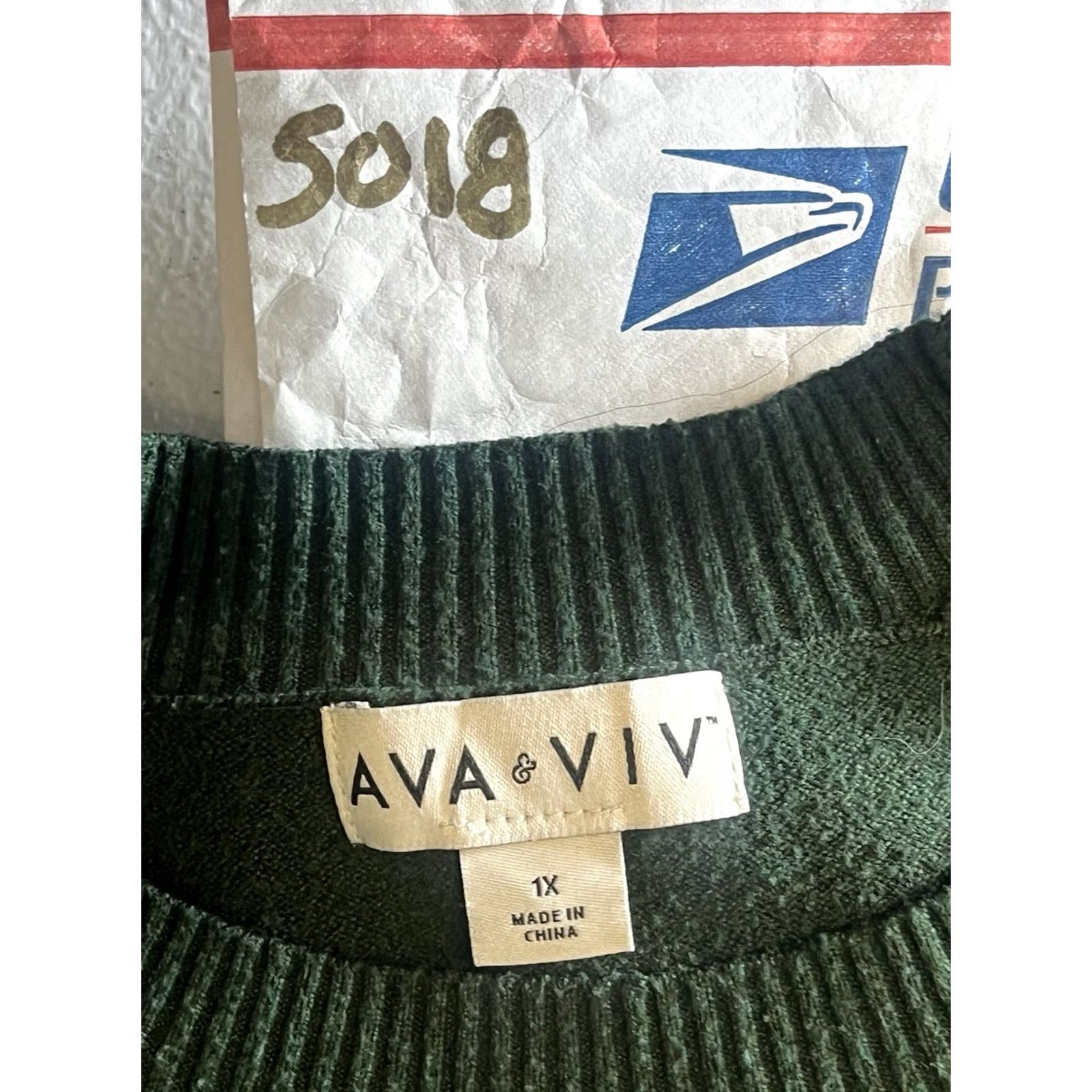 Vintage Ava and Viv Green Pullover Sweater 1X Round Neck Size XL / US 12-14 / IT 48-50 - 8 Thumbnail