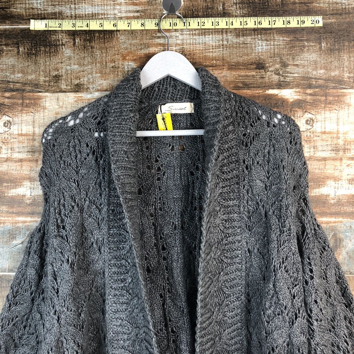 Homespun Knitwear Shided Grey crochet Cardigan Knitwear #A2355 Size L / US 10 / IT 46 - 4 Thumbnail