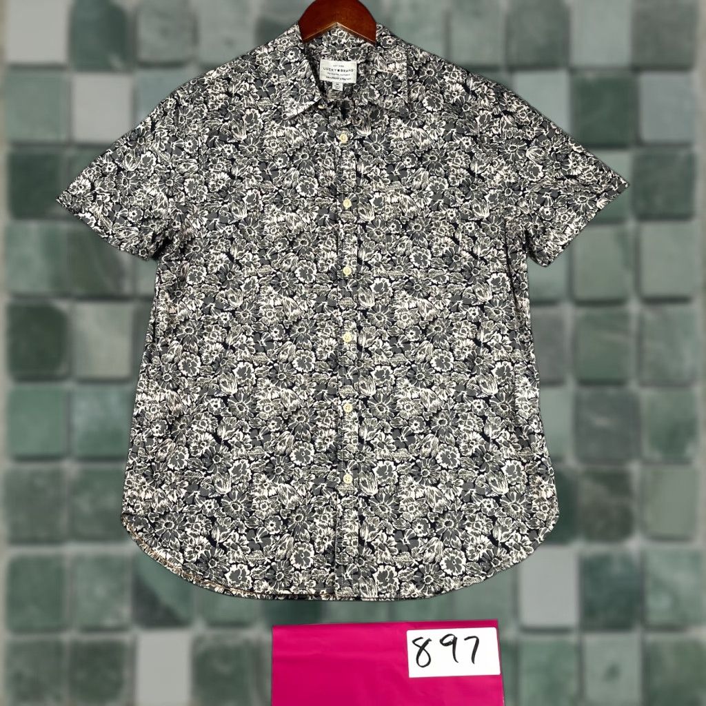 Lucky Brand Luck Brand Saturday Stretch Floral Print Shirt Button-Up Short Sleeve Mens M Multicolor Shirt Casual Mens stretch Cotton Flower 90s? Size US M / EU 48-50 / 2 - 1 Thumbnail