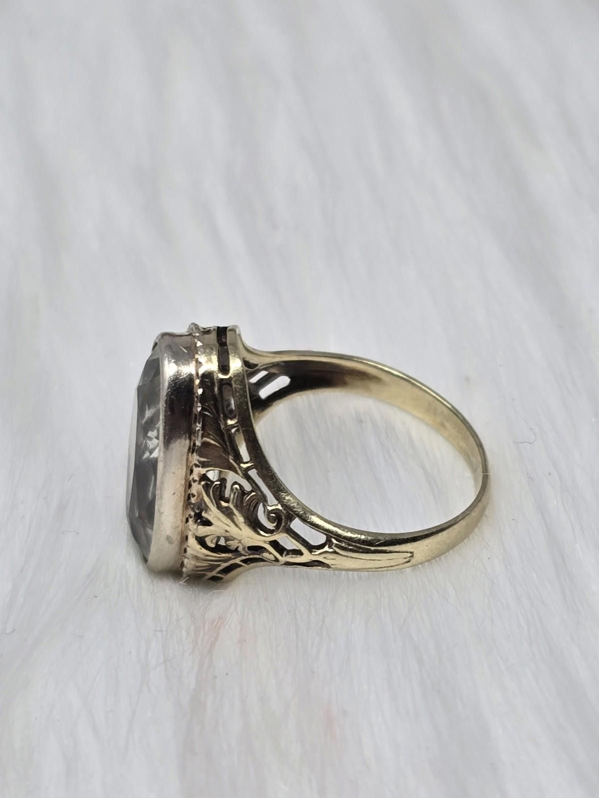 Other 14K Gold Quartz Navette Ring Filigree Vintage 3.5g Size ONE SIZE - 4 Thumbnail