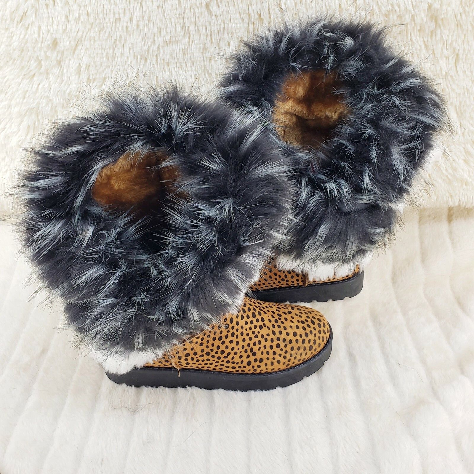 Other Chi Chi Cheetah Animal Print Faux Fur Thick Lined Winter Boo Size US 6 / IT 36 - 4 Thumbnail