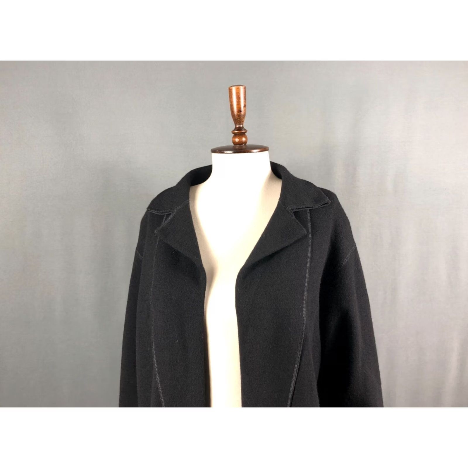 Vintage Annette Görtz Blazer Jacket Women Black Lagenlook Wool Blend Buttonless Open Size ONE SIZE - 4 Thumbnail