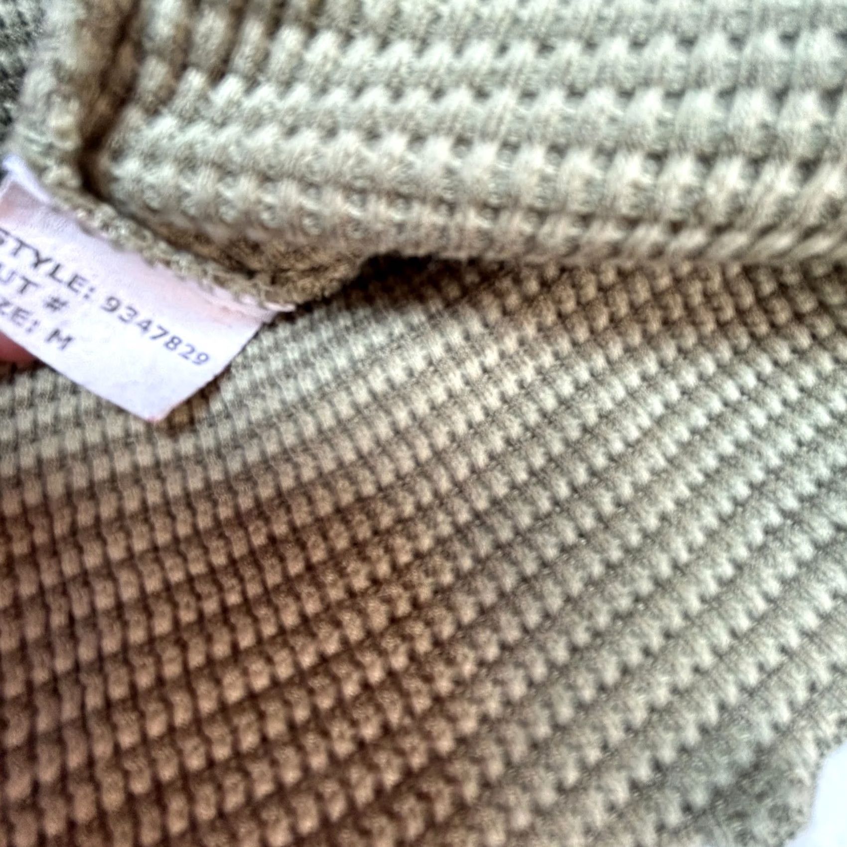 Vintage Cut Loose Women's Turtleneck Top Long Sleeve Waffle Knit T-Shirt Green Medium Size M / US 6-8 / IT 42-44 - 4 Thumbnail