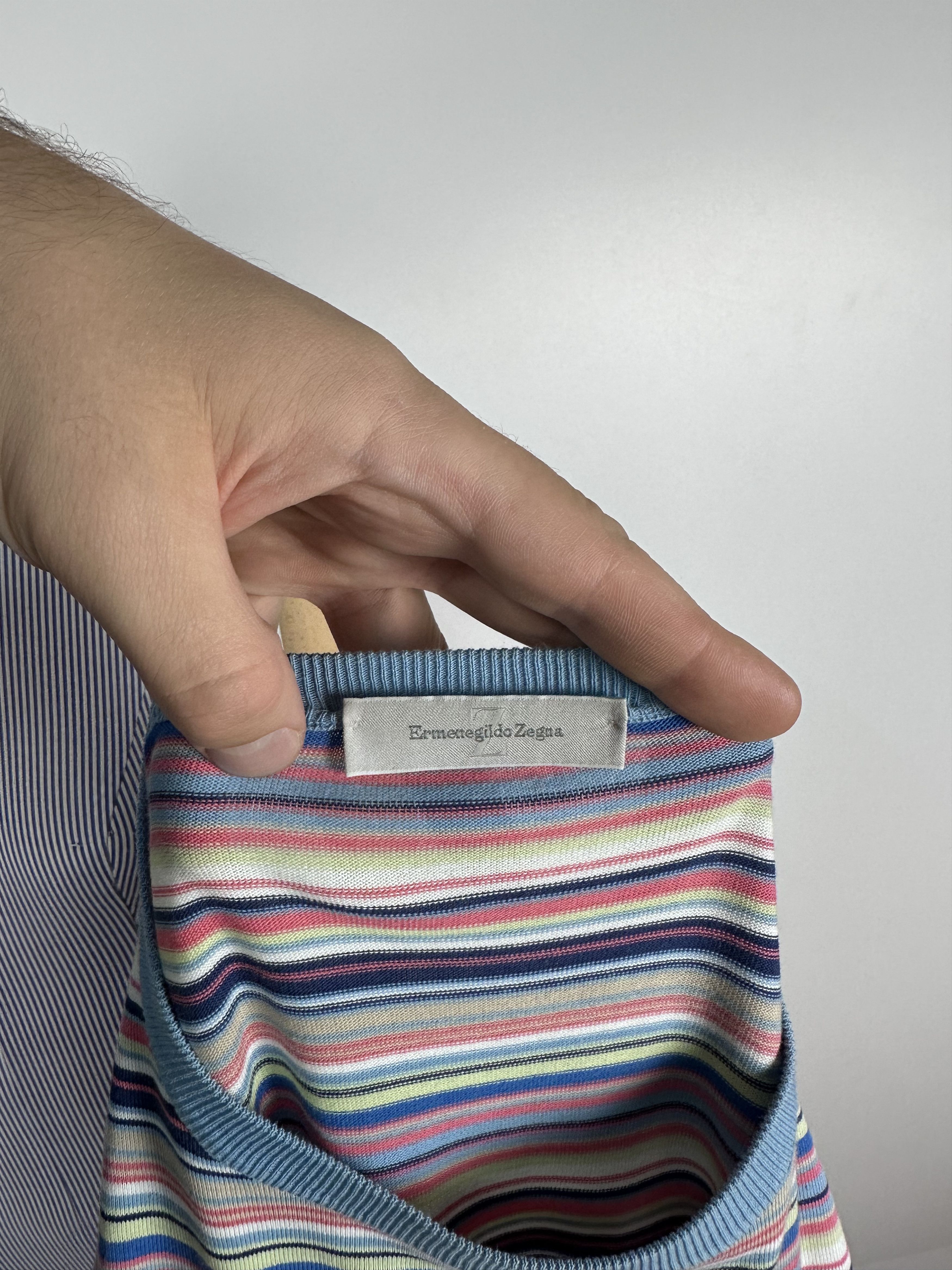 Designer × Ermenegildo Zegna Ermenegildo Zegna Sweater Womens Long Sleeve Striped Sz L Size US L / EU 52-54 / 3 - 8 Thumbnail