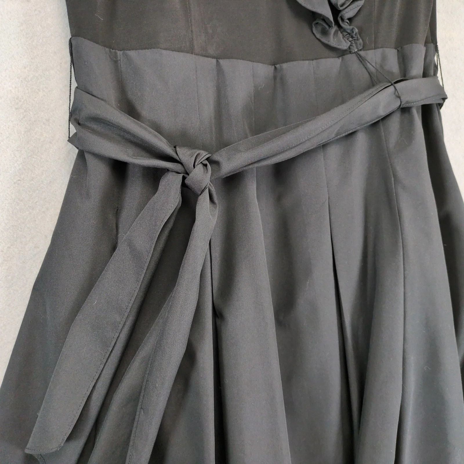 Vintage David's Bridal Black Ruffle Sleeveless Midi Dress 12 Pleated Size XL / US 12-14 / IT 48-50 - 5 Thumbnail