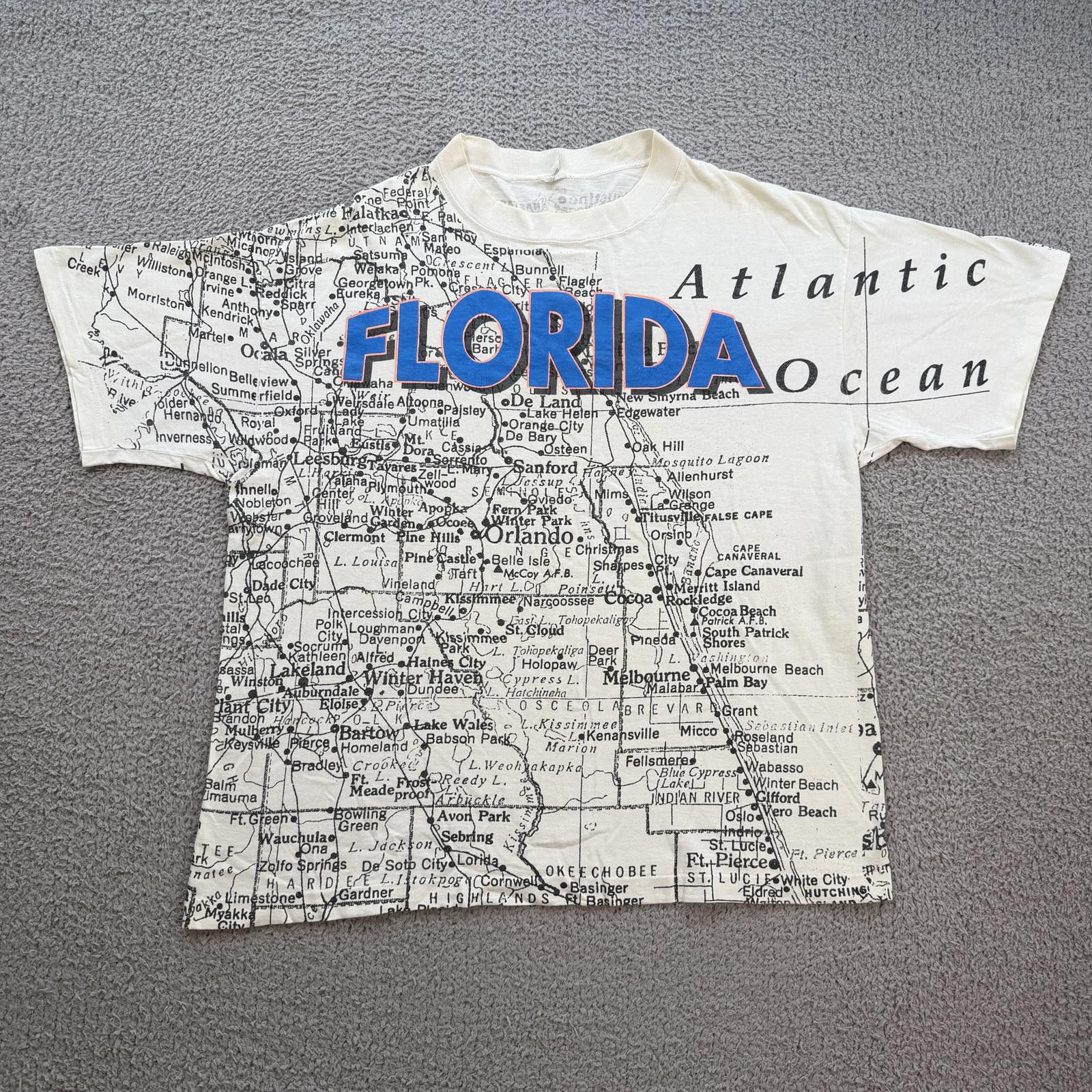 Other Vintage 90s Florida Map AOP T Shirt Single Stitch Tee XL USA Size US XL / EU 56 / 4 - 1 Thumbnail