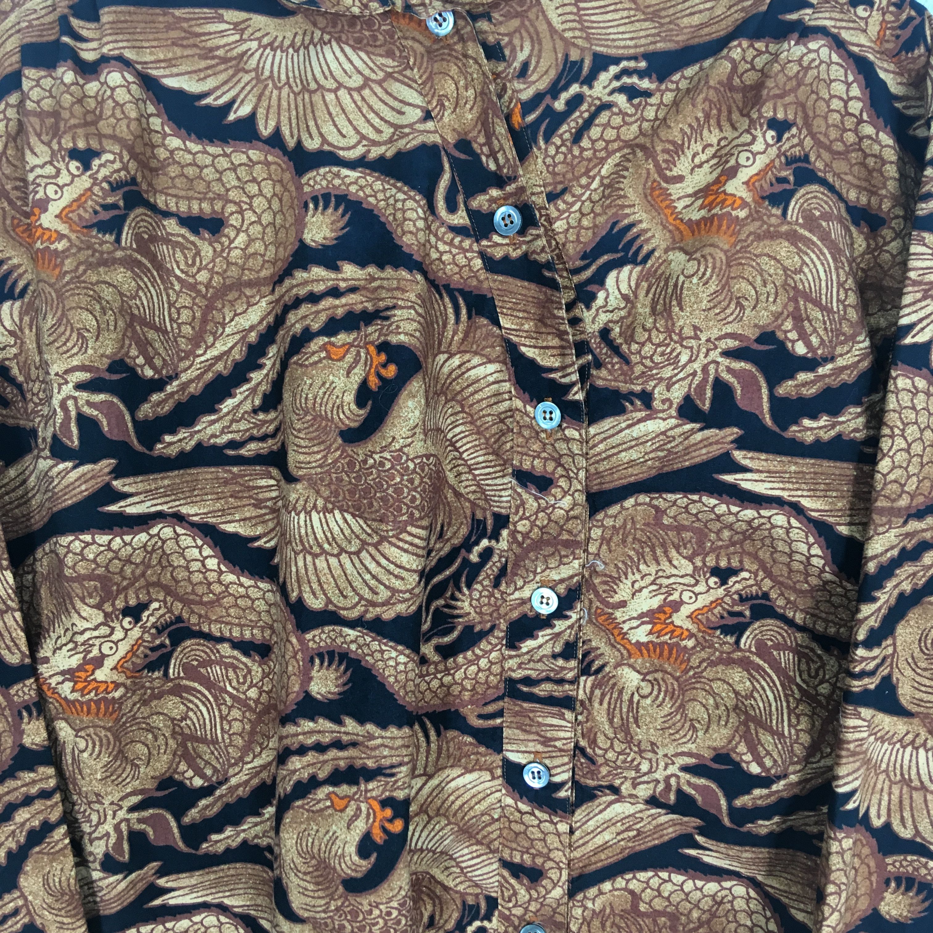 Vintage Ferre Jeans Italy Dragon Motif Sukajan Party Disco